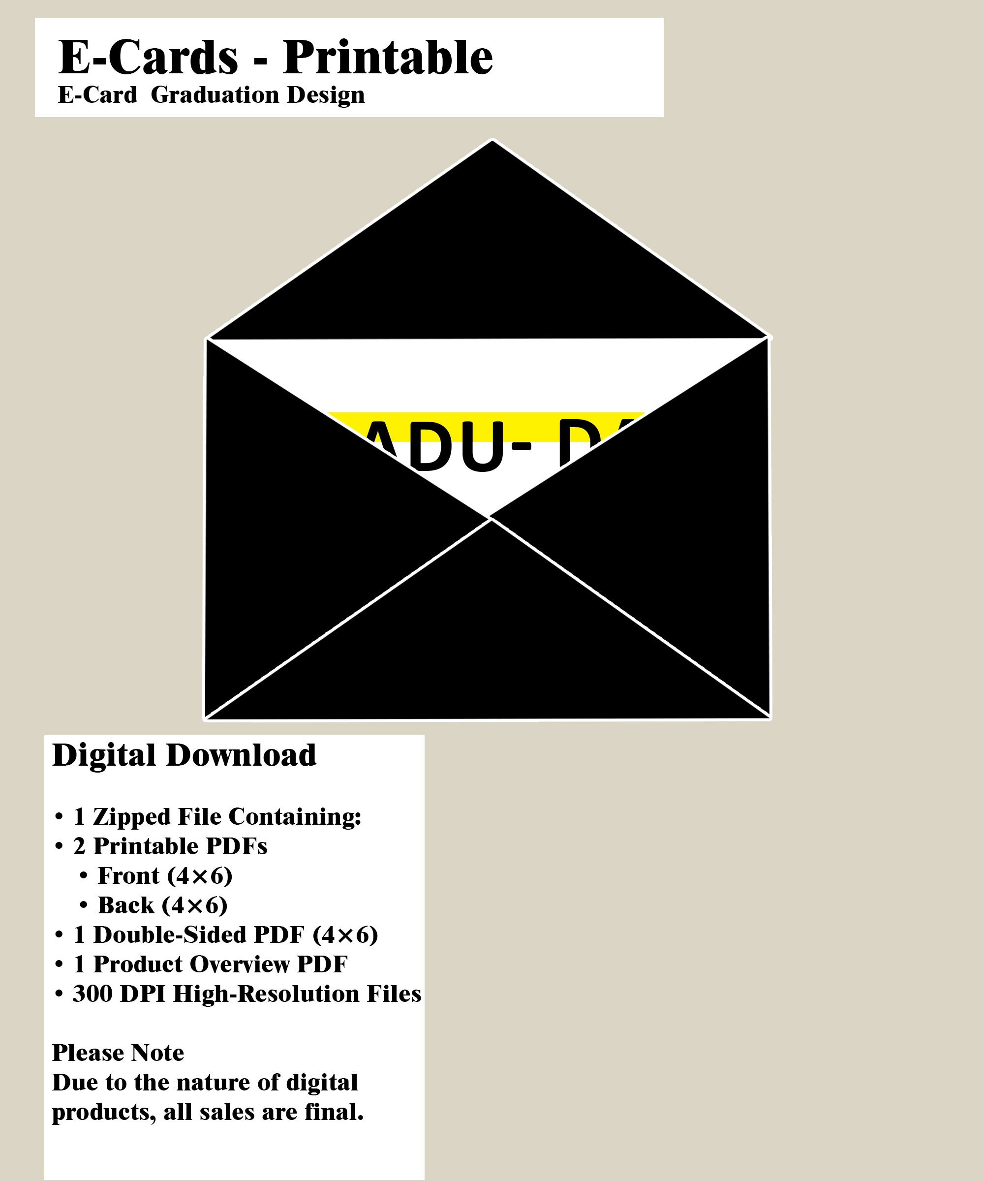Graduation Day Digital E‑Card – Printable 4×6 Envelope Card