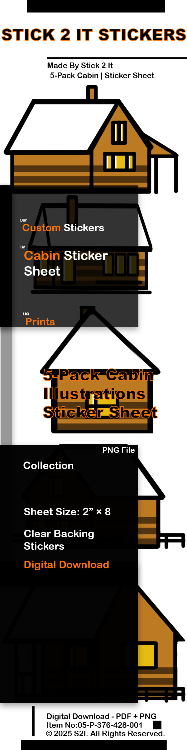 cabin-winter-sticker-sheet-5-designs Illustrated Designs